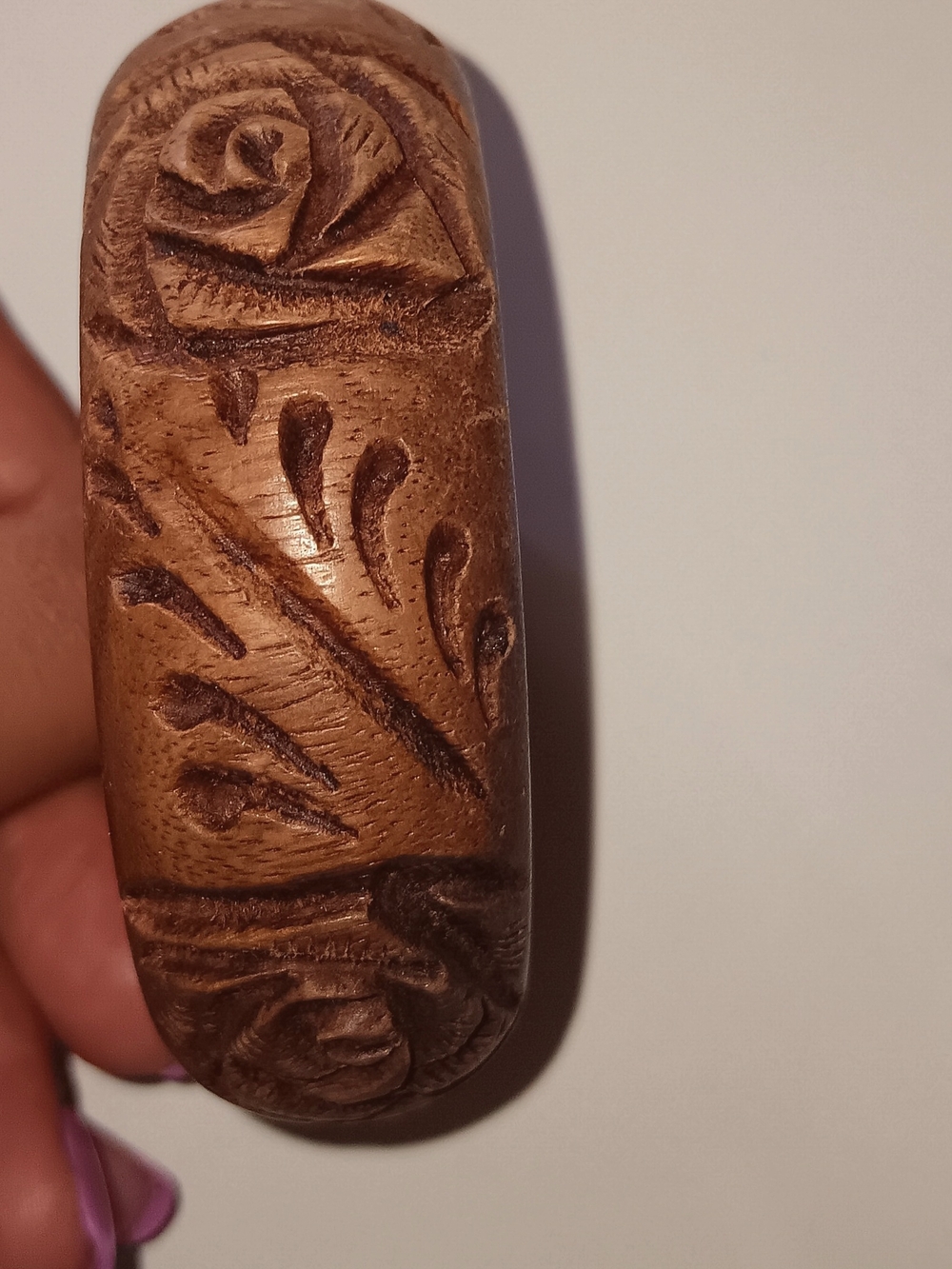 American Eagle Outfitters Vintage Carved Wood Floral Bracelet in Brown